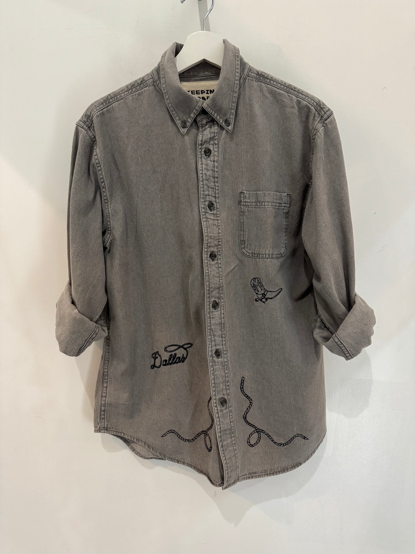 Jaxson Handcrafted Embroidered Button Down Long Sleeve Denim Shirt