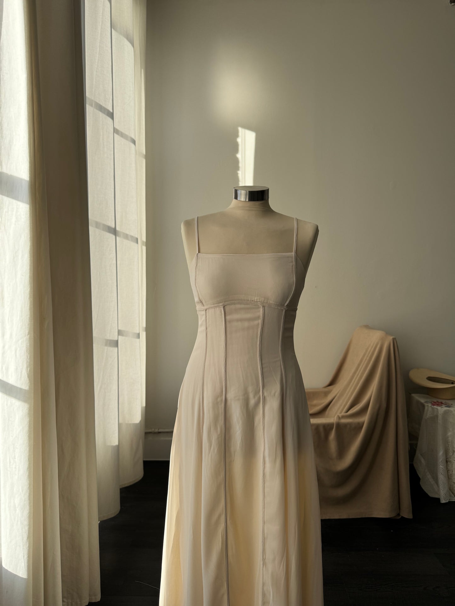 Rachel Full Length Maxi Dress In Champagne