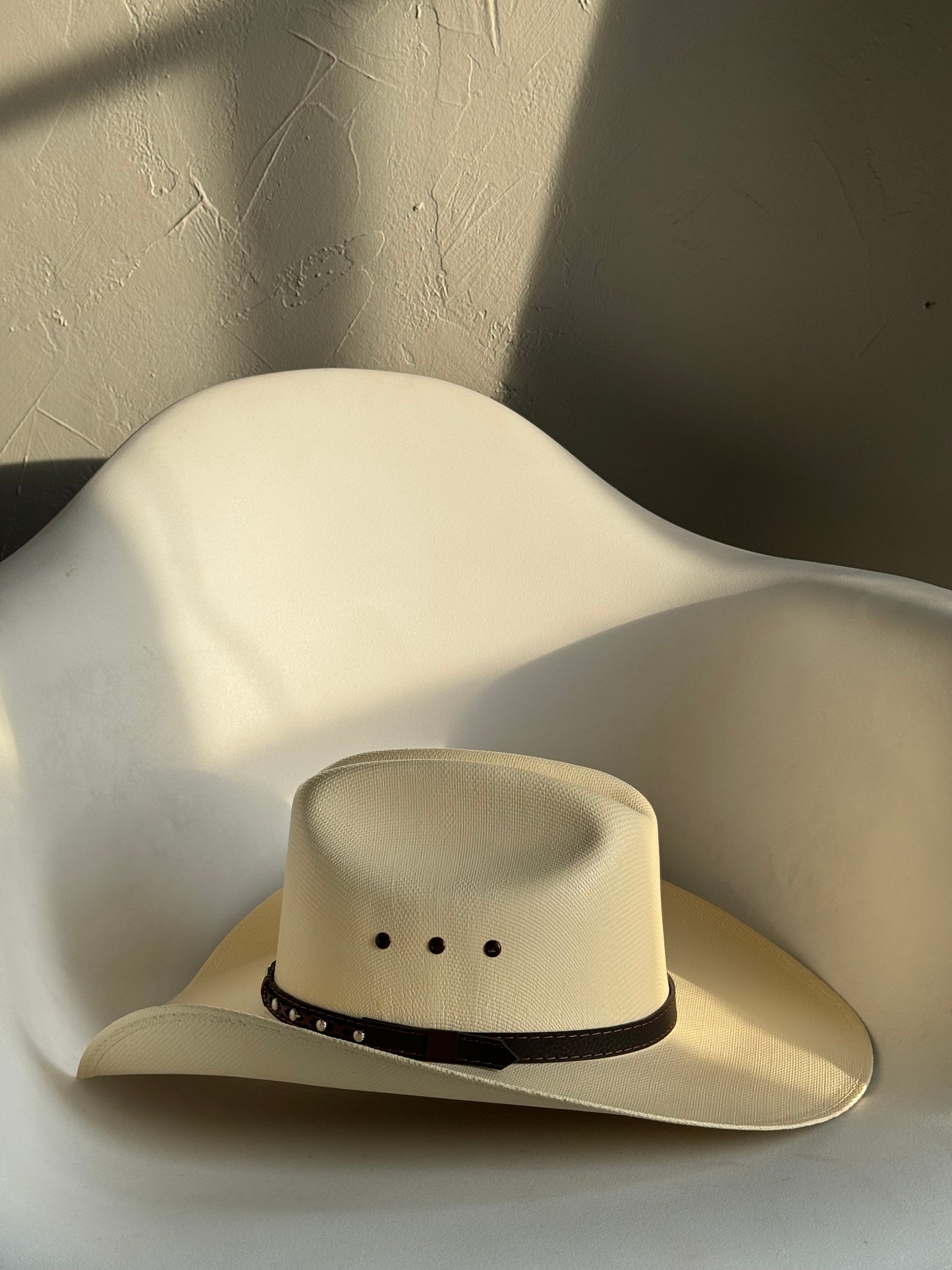 Kori Classic Straw Cowboy Hat W/ Leather Belt & Silver Studs