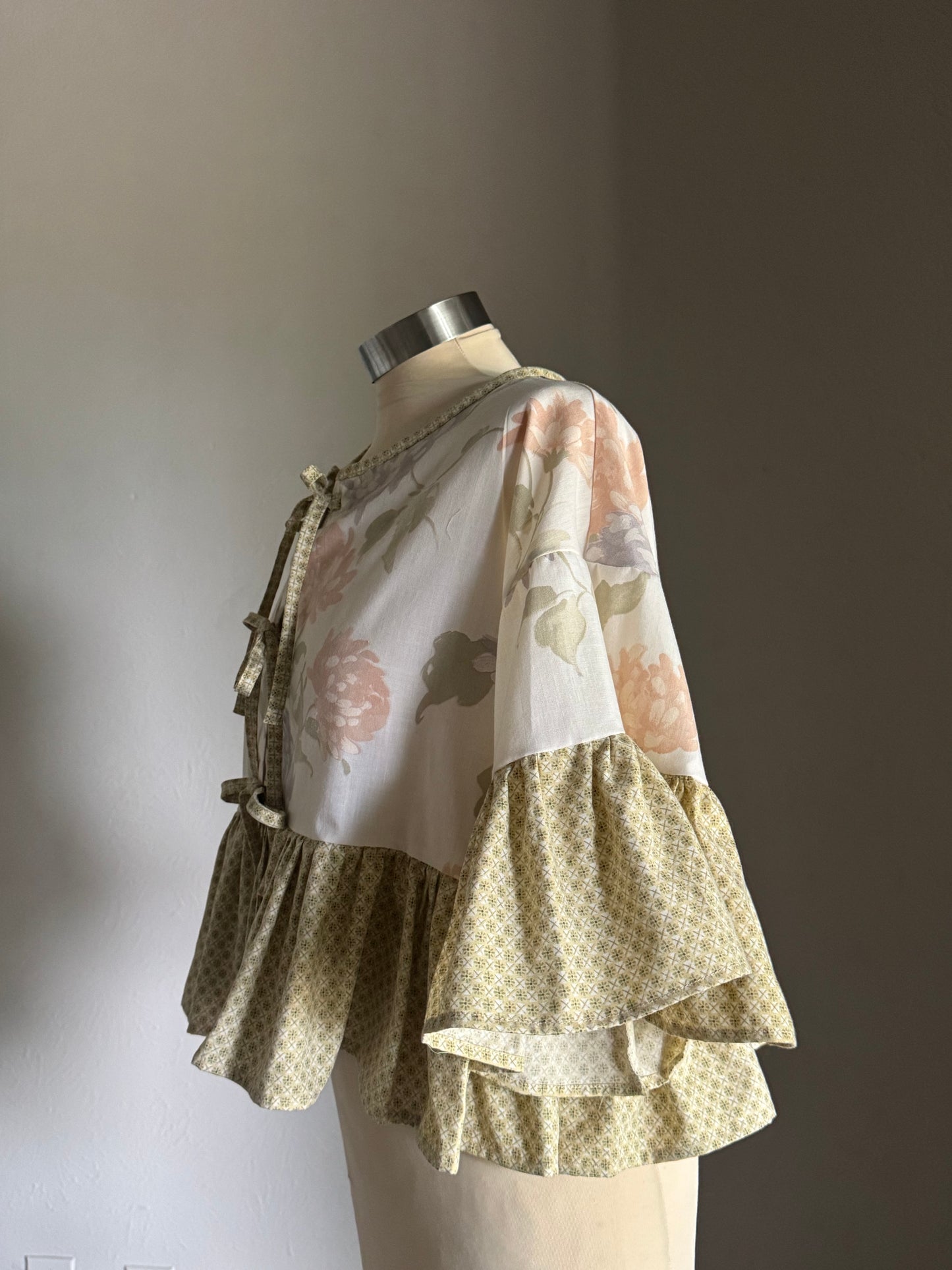 Joycie Vintage Handcrafted Floral Ruffle Top
