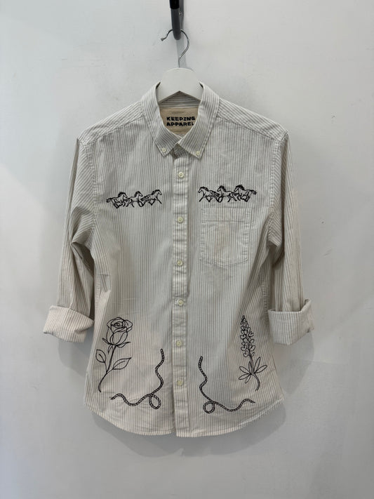 Jaxson Handcrafted Embroidered Striped Long Sleeve Button Down￼ ￼