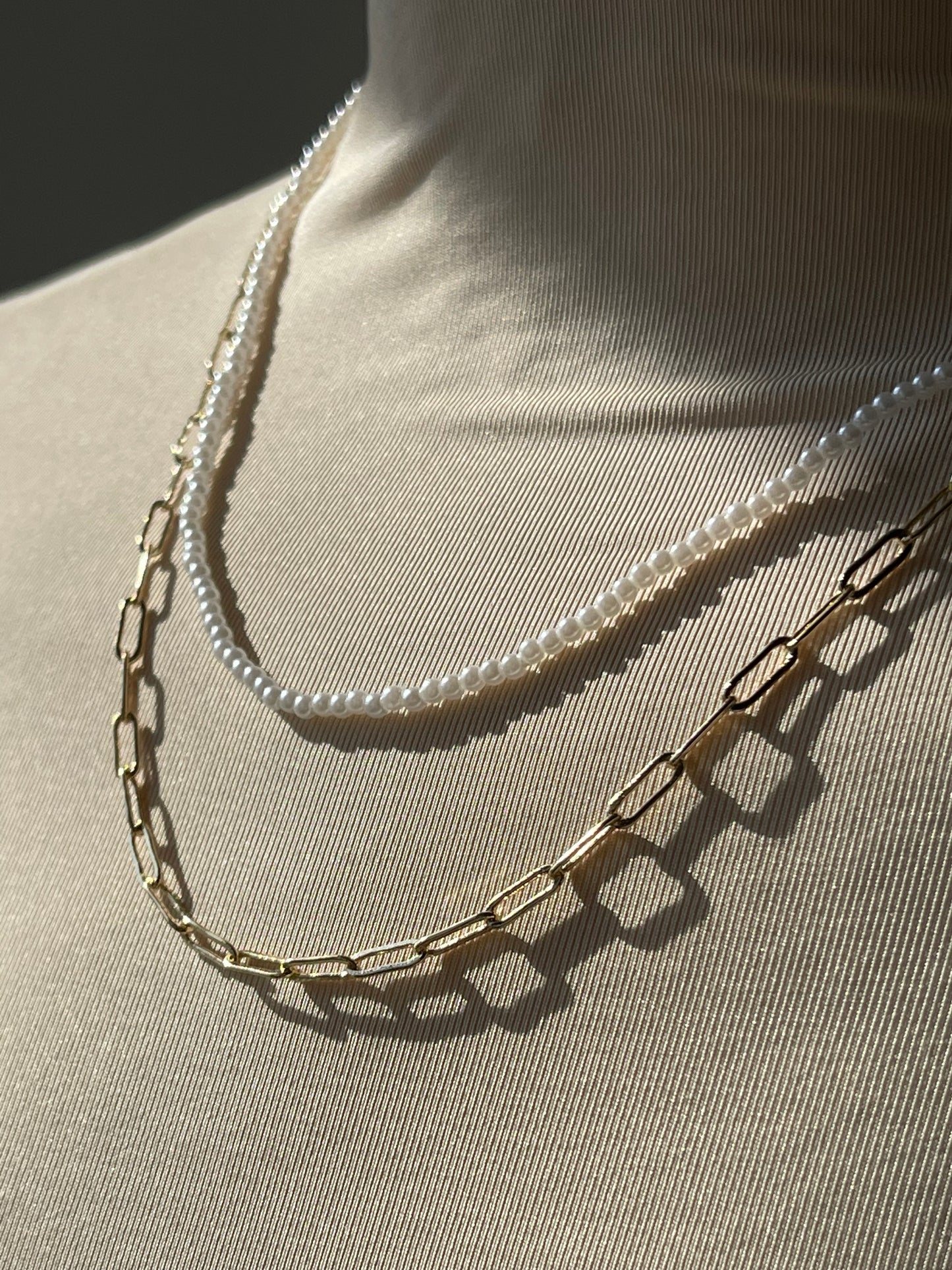 Holly Pearl Layered Link Chain Necklace In Gold