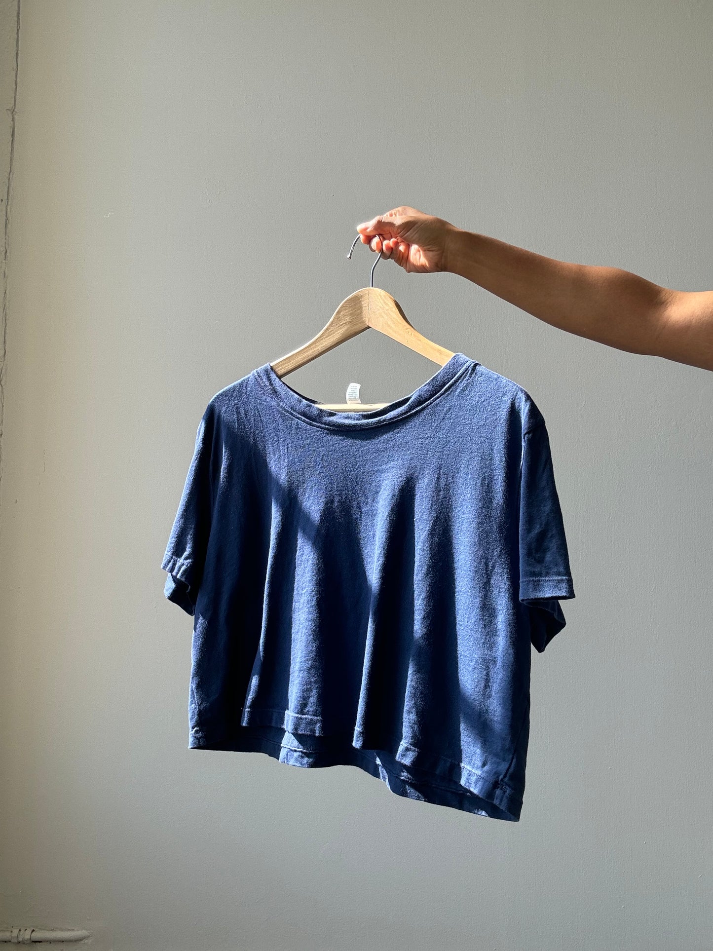 Dylan Classic Cotton Crop Tee In Navy