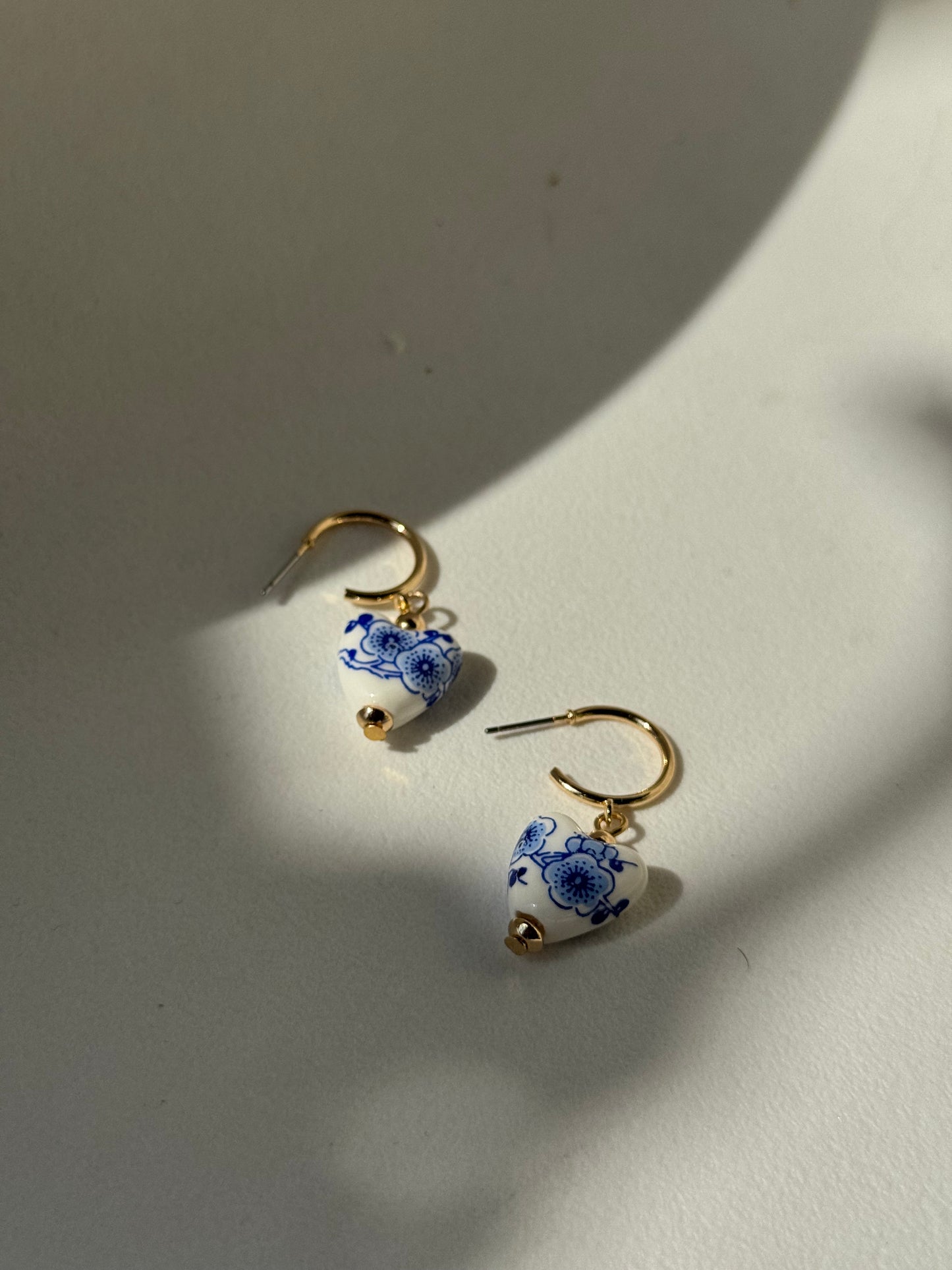 Chelsea China Glass Charm Drop Hoop Earring