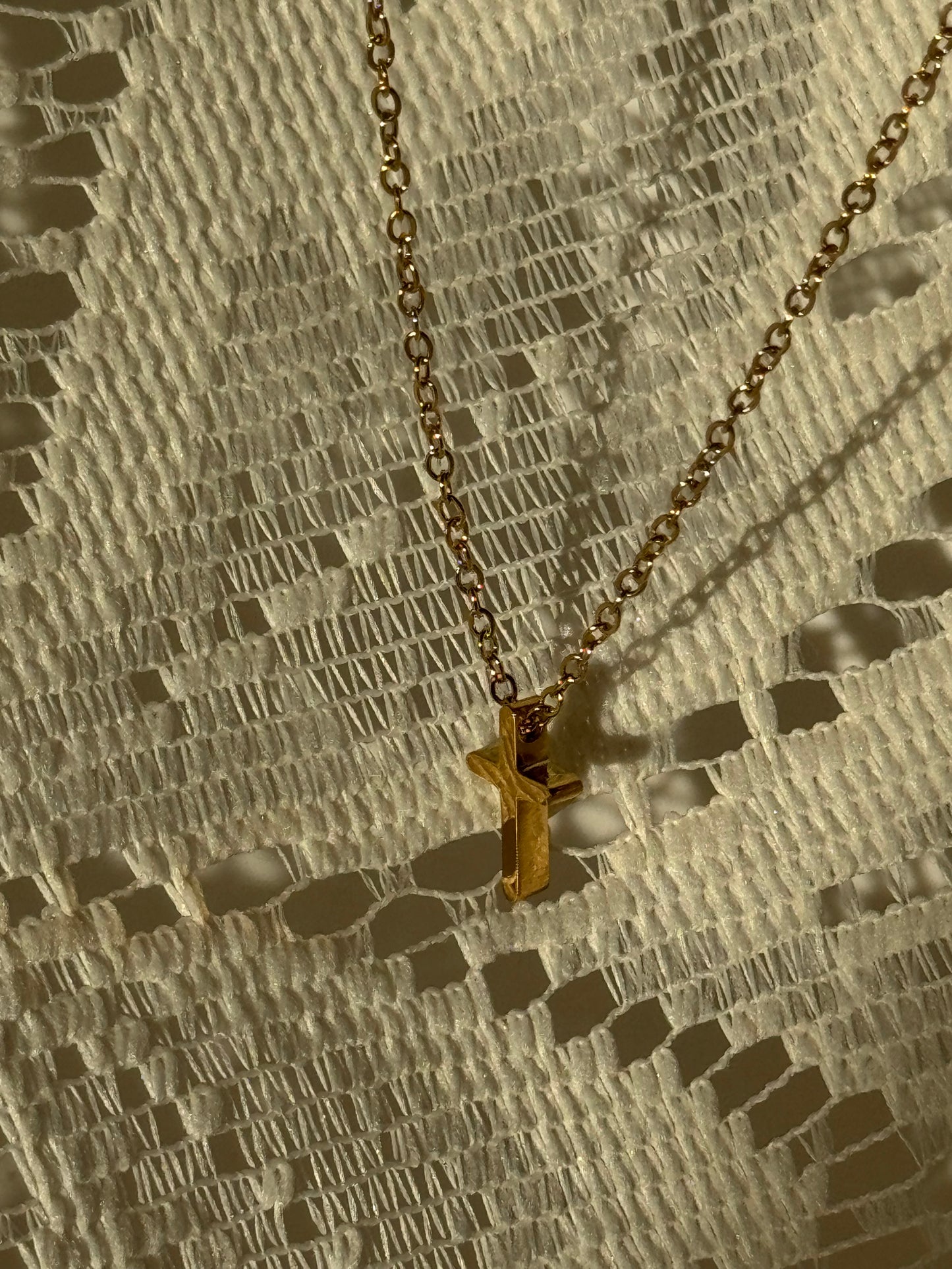 David Stainless Steel Mini Cross Necklace In Gold