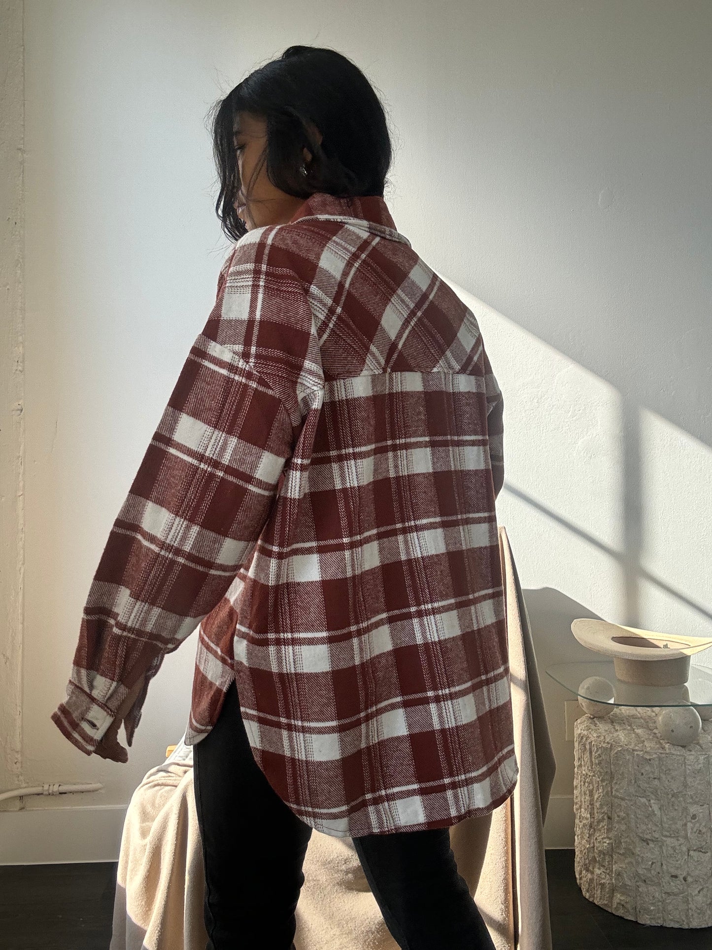 Austin Cotton Classic Plaid Shacket In Brick