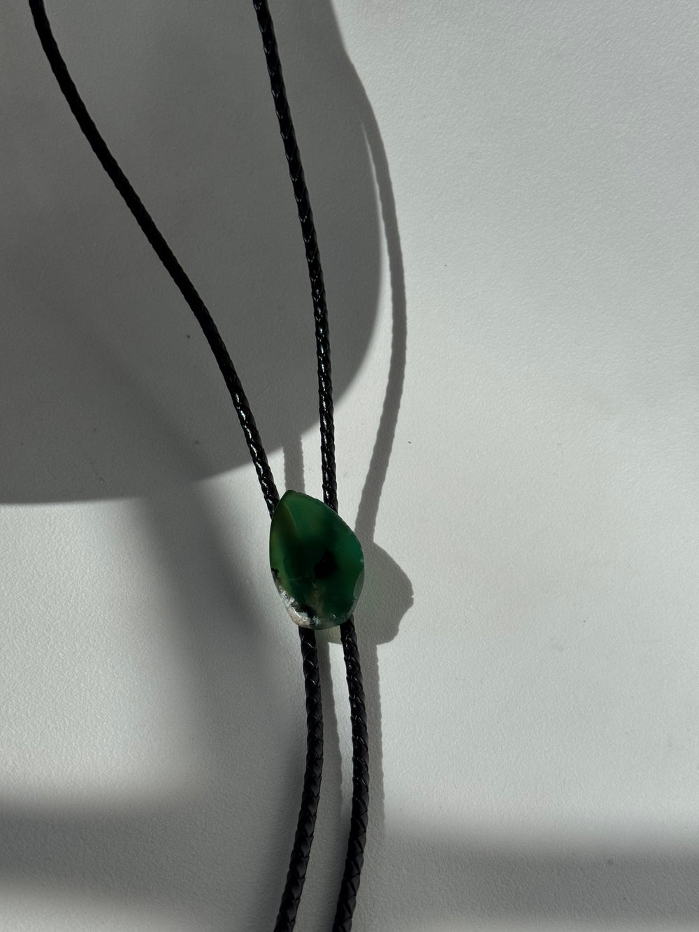 Handmade Agate Genuine Leather Bolo Tie In Forest