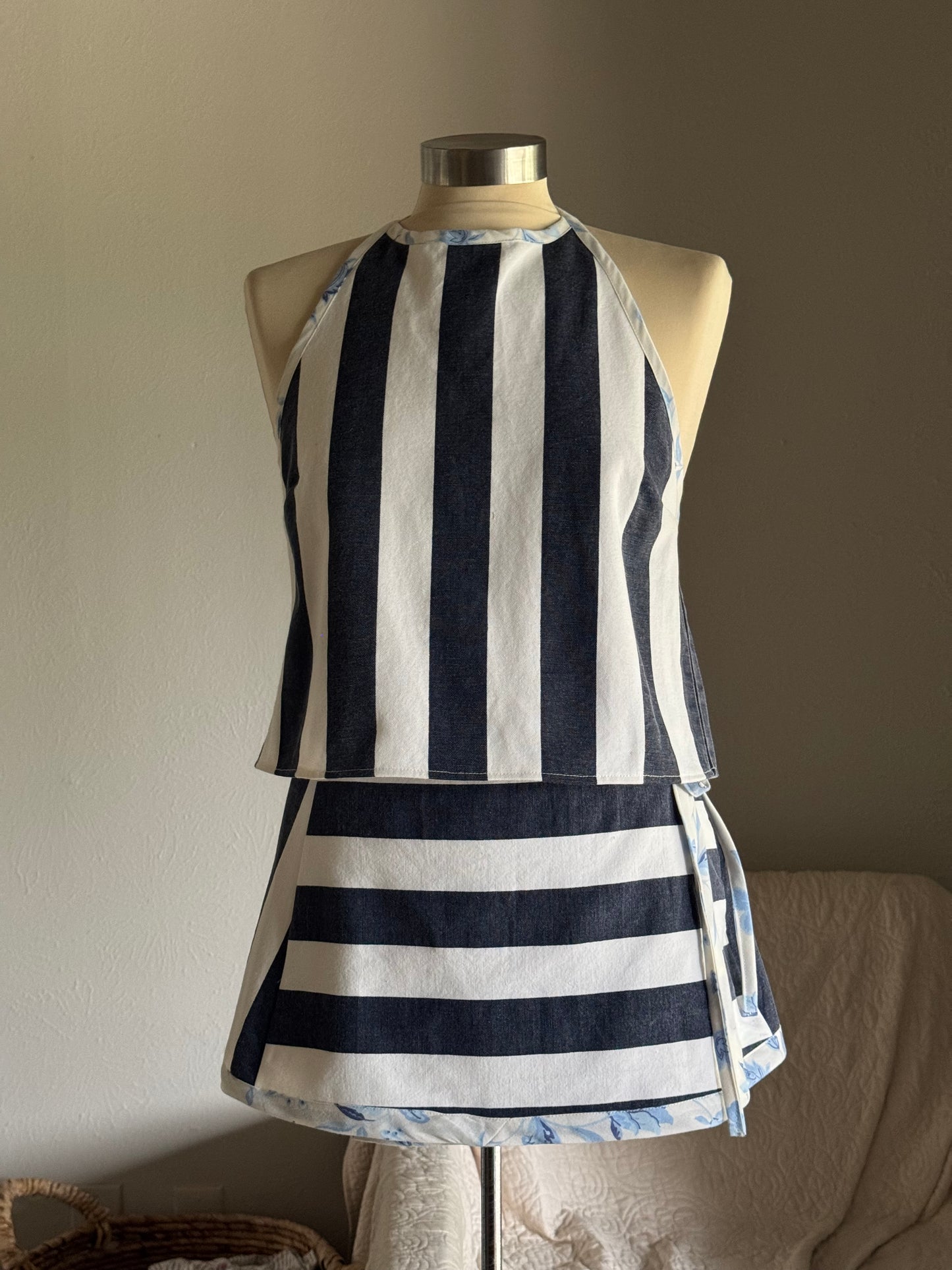 Brenda Handcrafted Halter Top In Bold Stripes