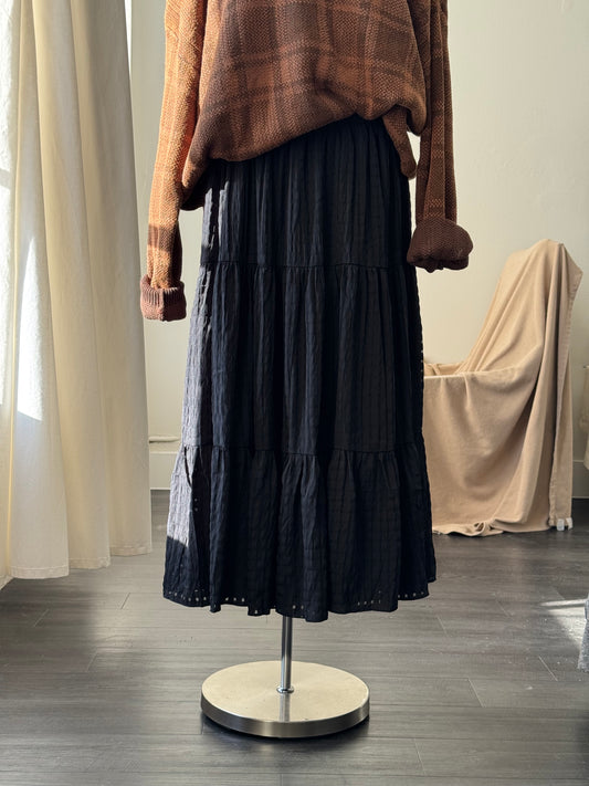 Wesley Waffle Midi Skirt In Black