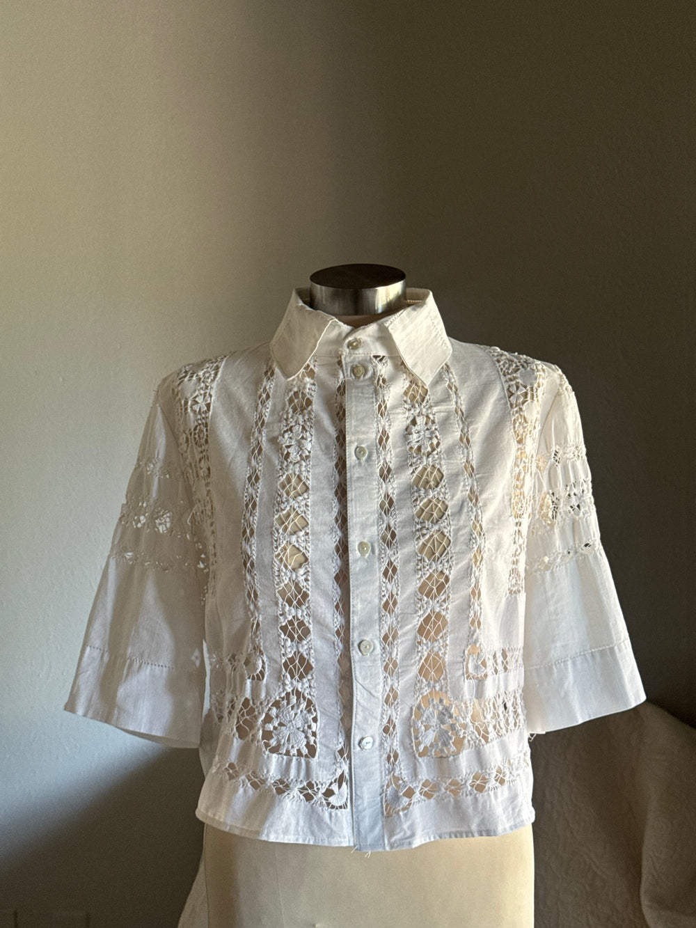 Judy Handcrafted Vintage Cropped Button Down