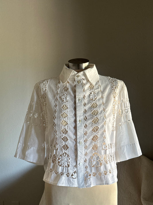 Judy Handcrafted Vintage Cropped Button Down