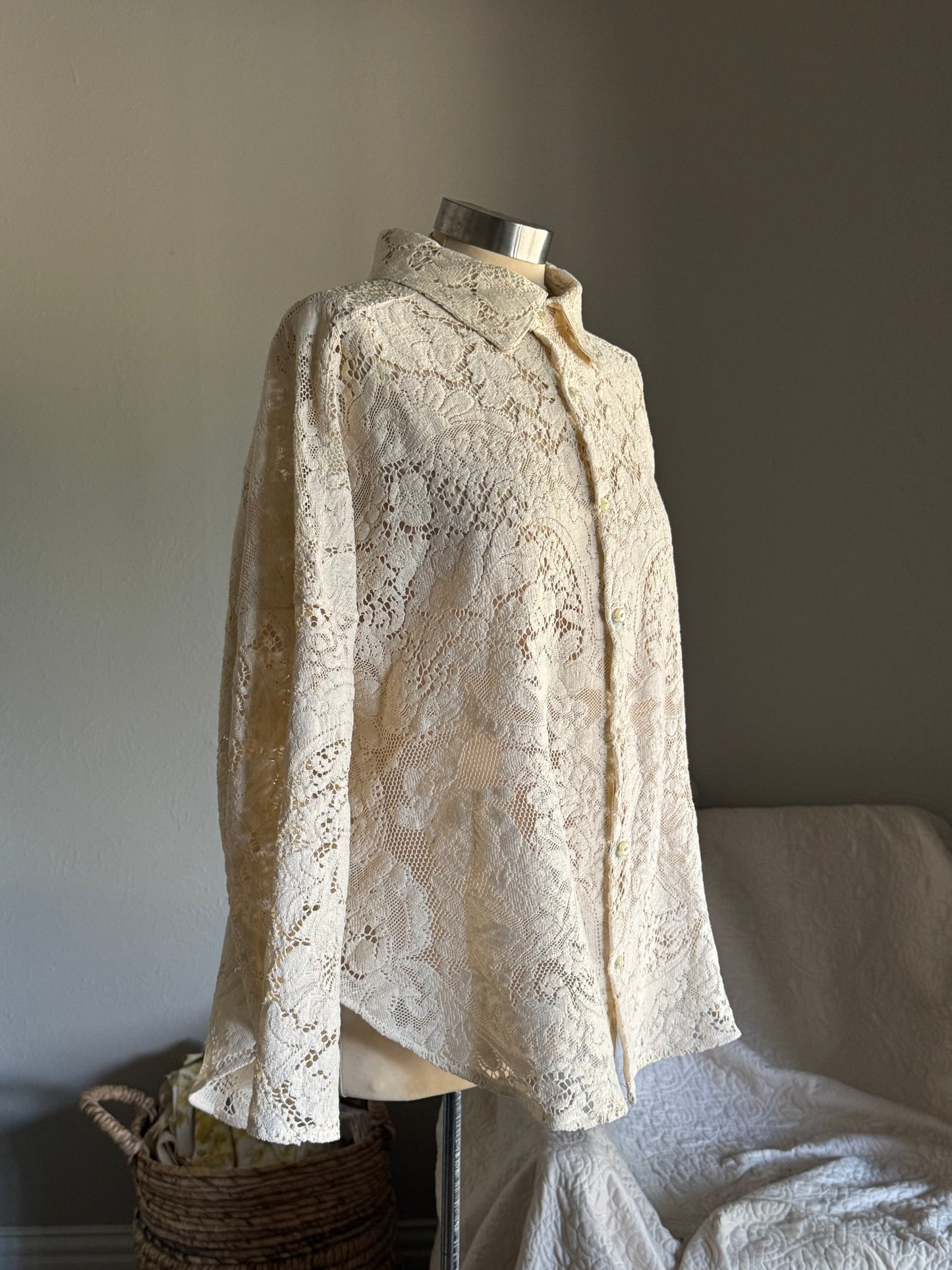 Ladell Handcrafted Vintage Shacket In Vanilla