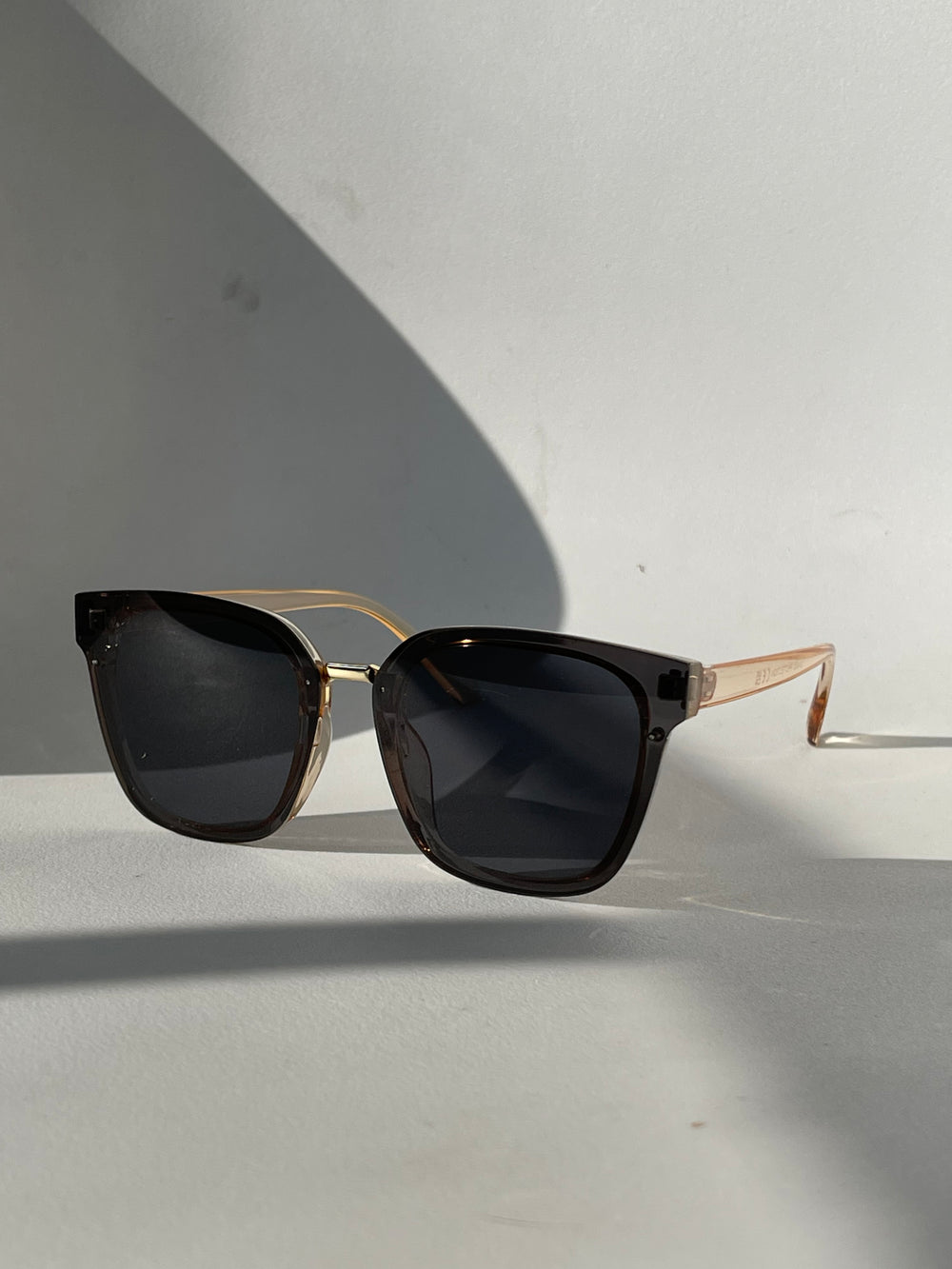 Connor Gold Rim Silver Double Stud Sunglasses In Peach