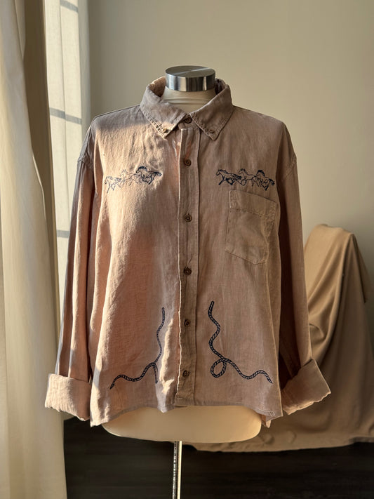 Lawrence Handcrafted Embroidered Cropped Button Down