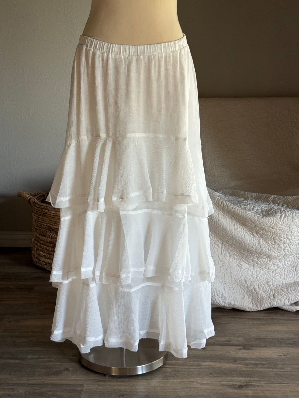 Marlin Ruffled Maxi Skirt In Cloud White
