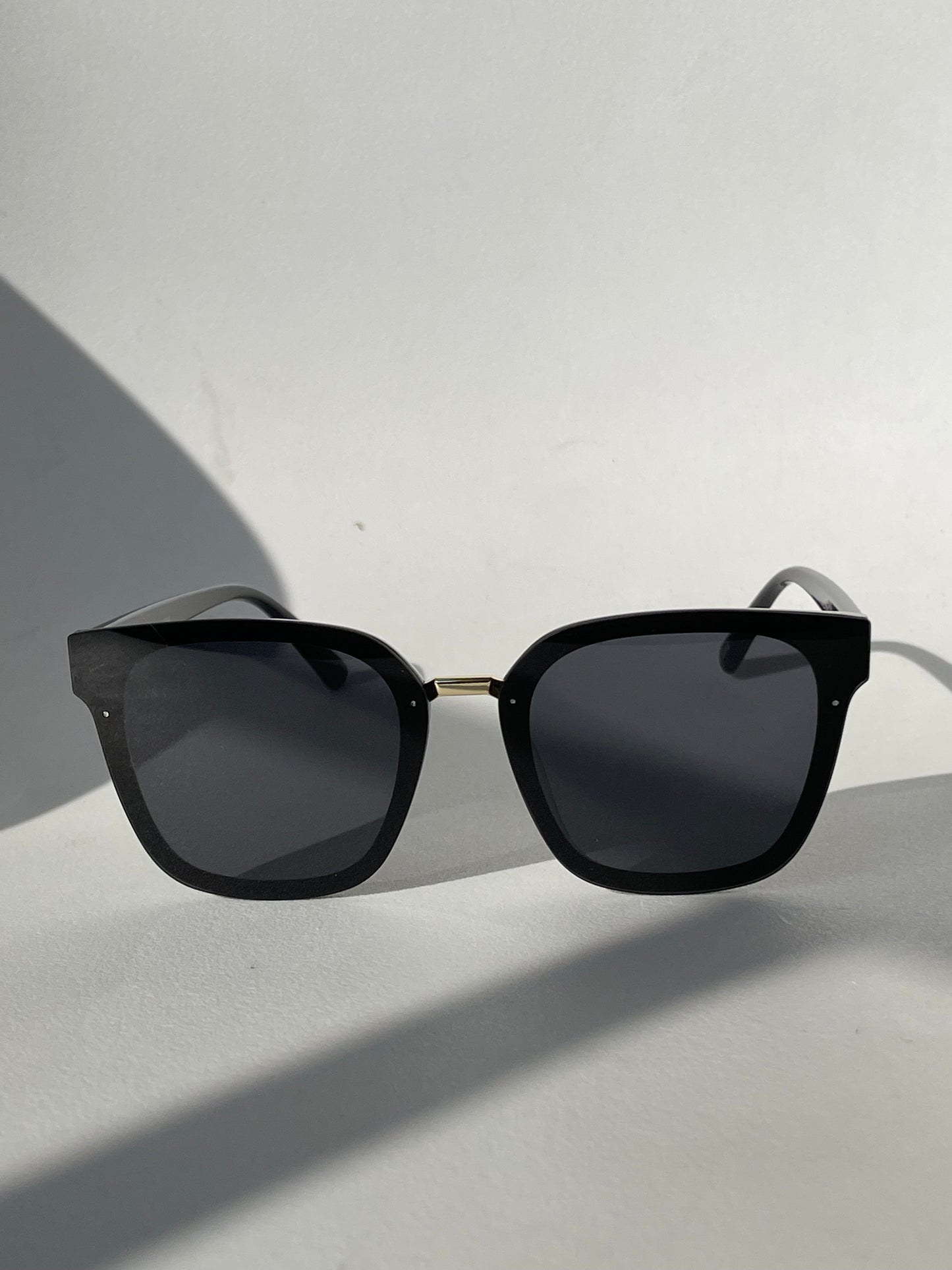 Connor Gold Rim Silver Double Stud Sunglasses In Midnight Black