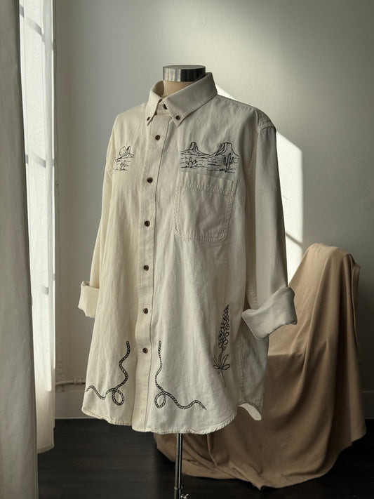 Jaxson Handcrafted Embroidered Shacket In Cream