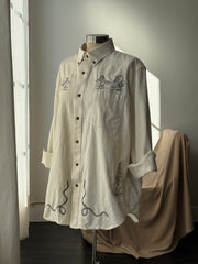 Jaxson Handcrafted Embroidered Shacket In Cream