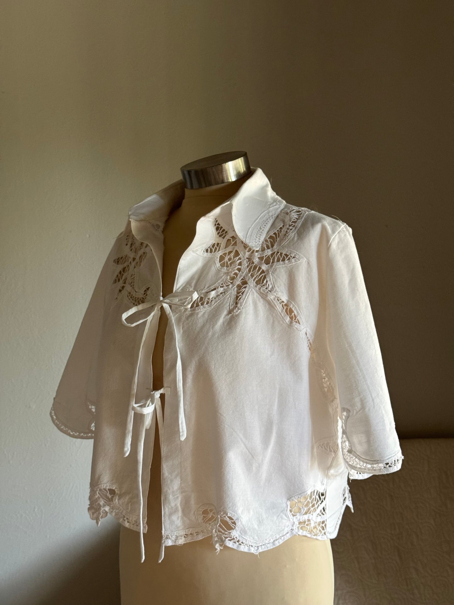 Judy Handcrafted Vintage Crop Tie Top
