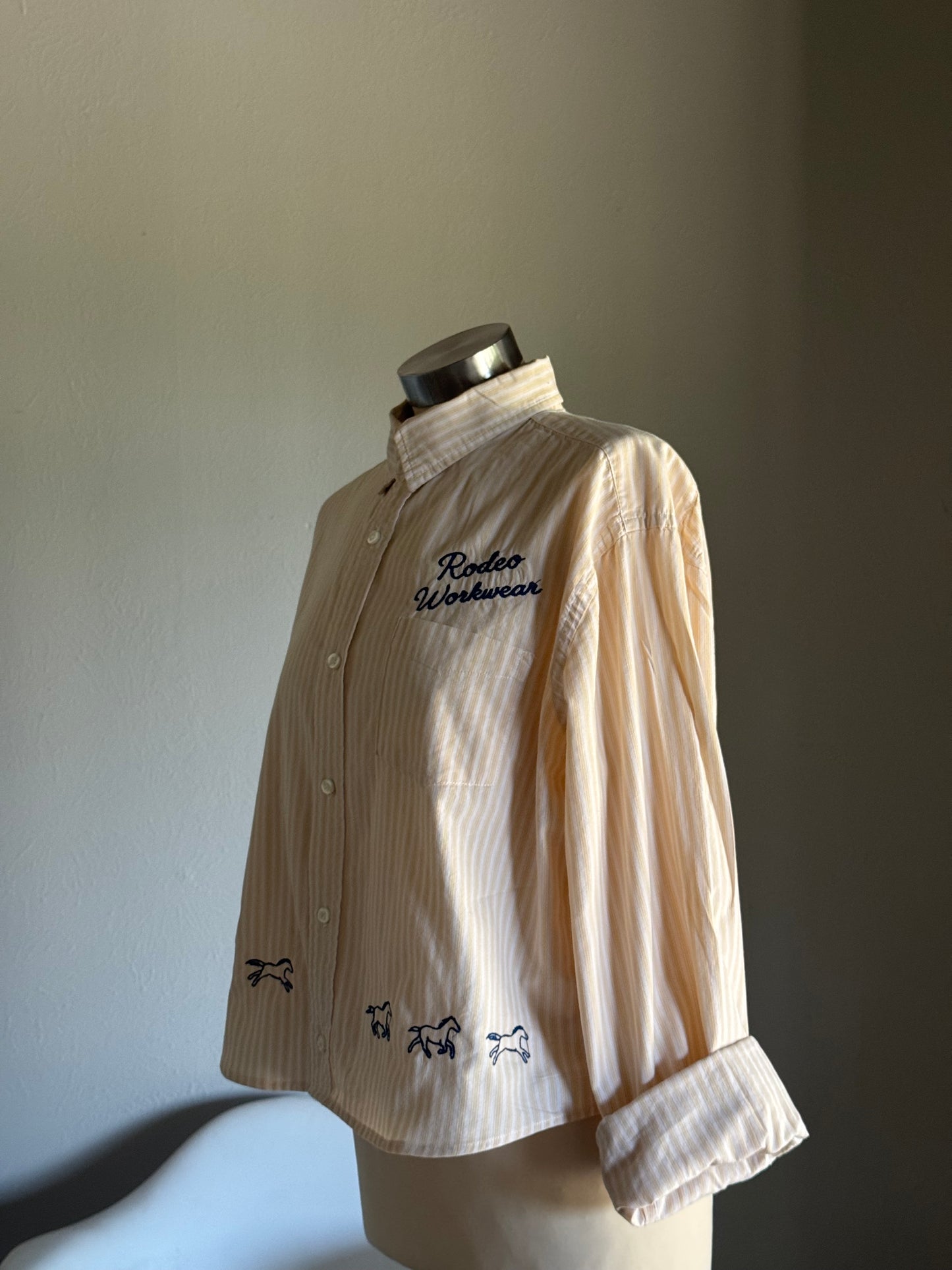 Lawrence Handcrafted Cropped Cotton Button Down Long Sleeve