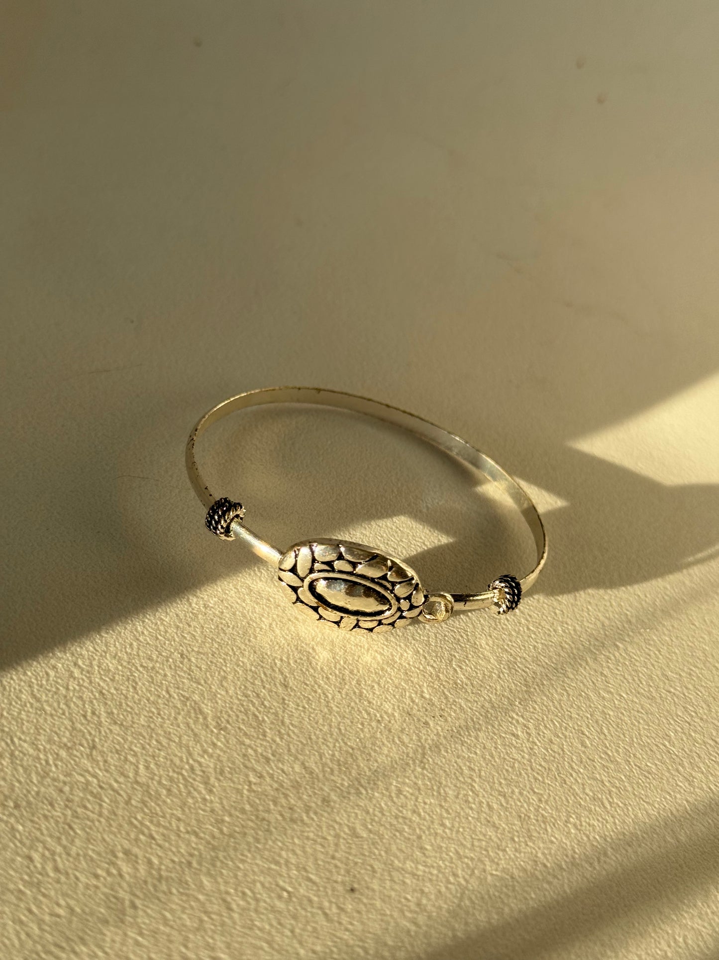 Waco Single Concho Cuff Bracelet In Antique Silver