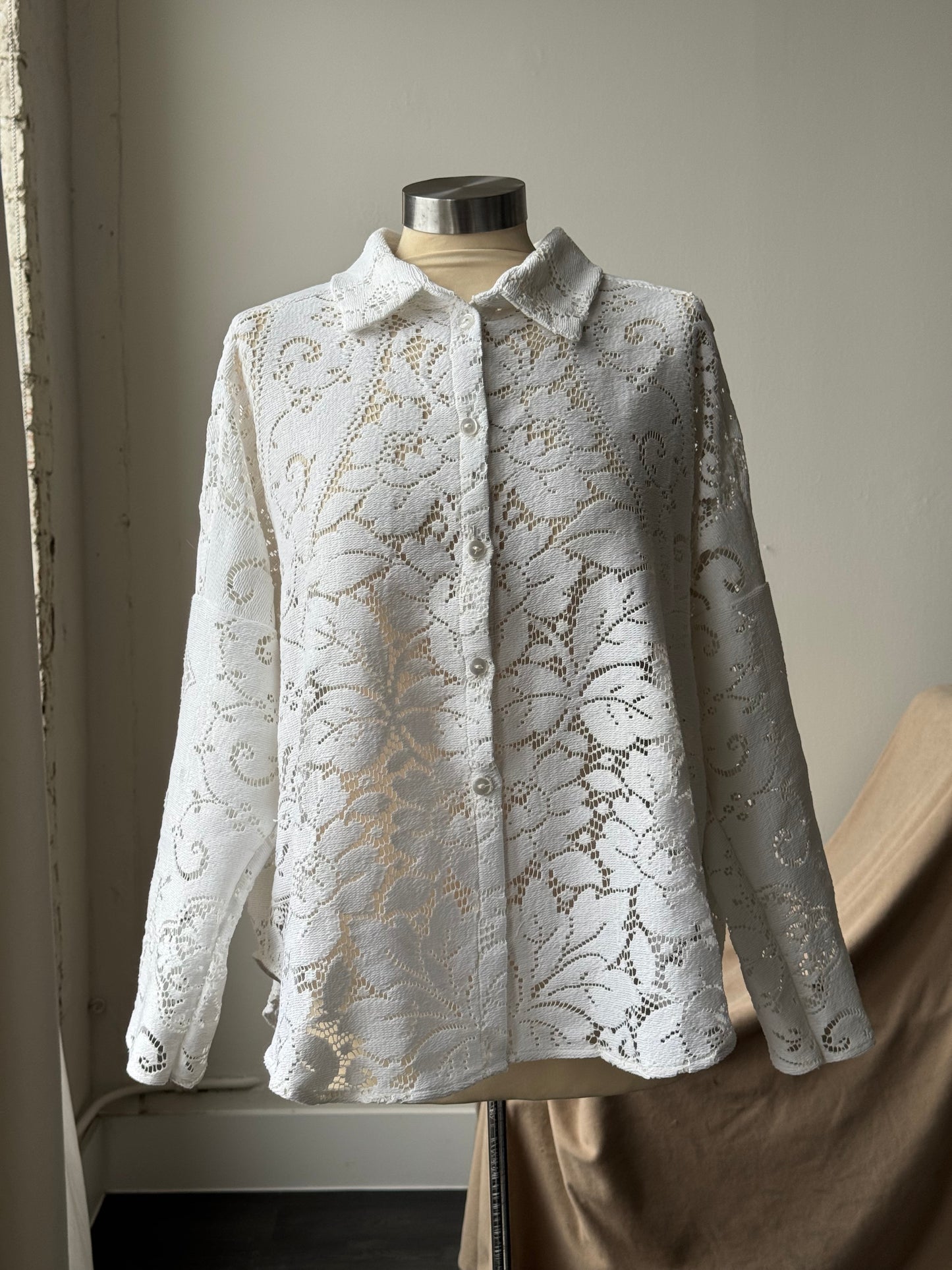 Ladell Handcrafted Vintage Shacket In Milk