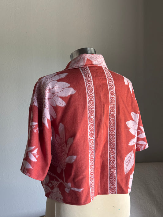 Judy Handcrafted Vintage Cropped Button Down In Cinnamon￼