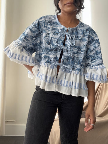 Myrtle Cotton Handmade Ruffle Top In Old South