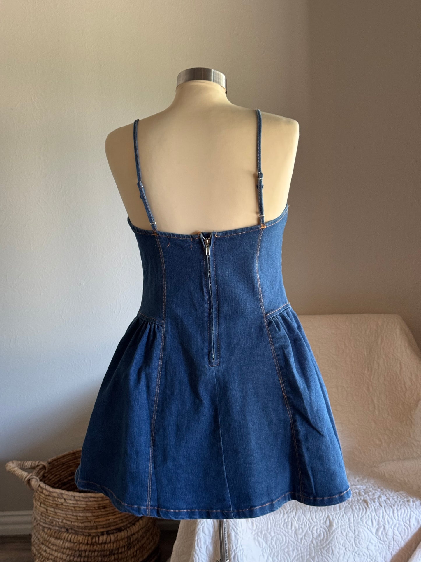 Savanna Classic Cotton Denim Dress In Deep Indigo