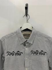 Lawrence Handcrafted Cropped Cotton long sleeve Button Down In Running Horses