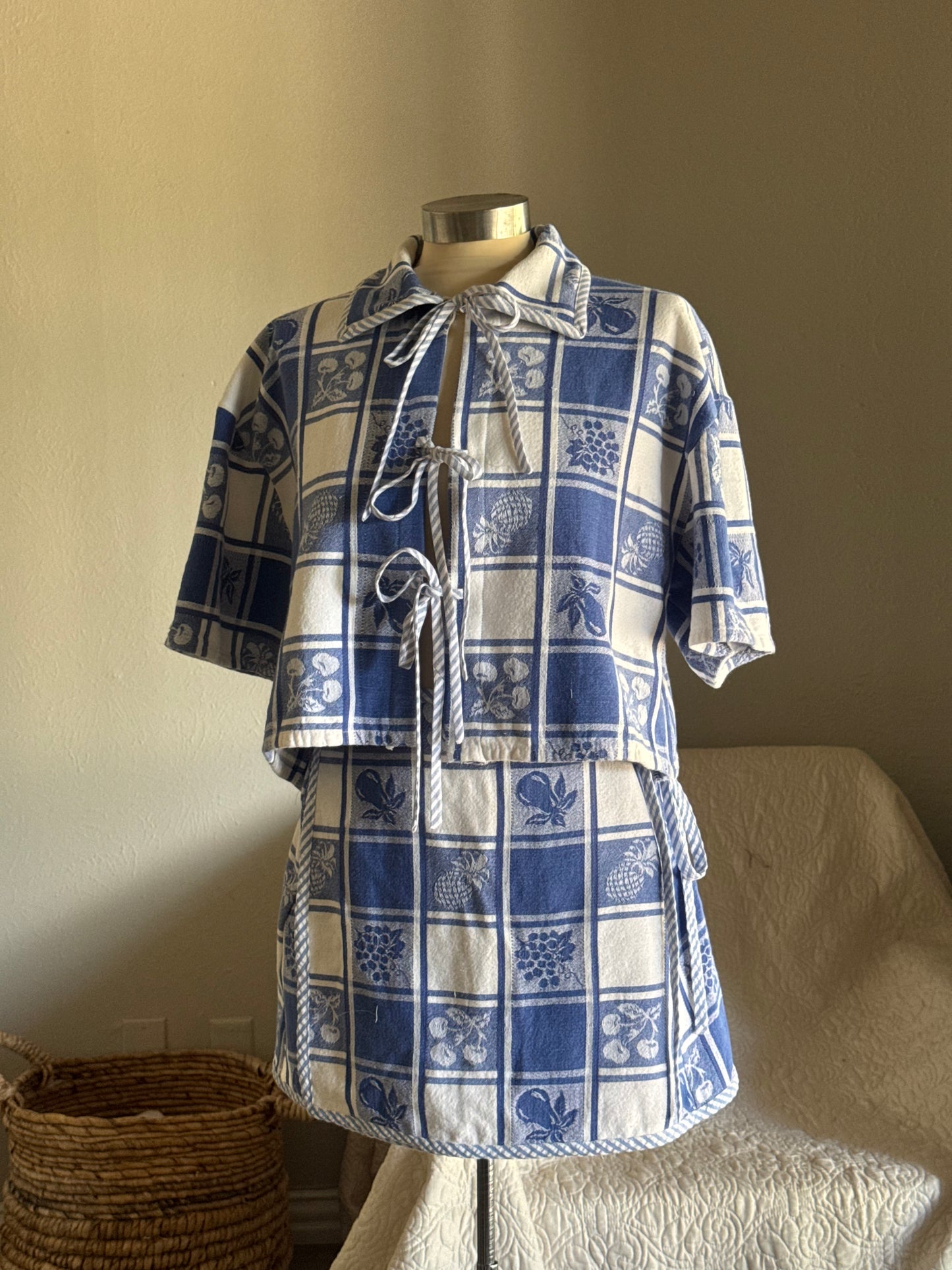 Judy Handcrafted Vintage Tie Front Top