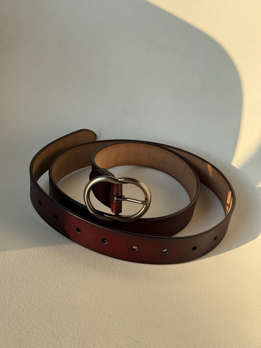 Michael Classic Gunmetal Belt In Chocolate Brown