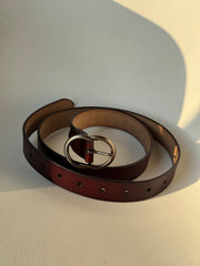 Michael Classic Gunmetal Belt In Chocolate Brown