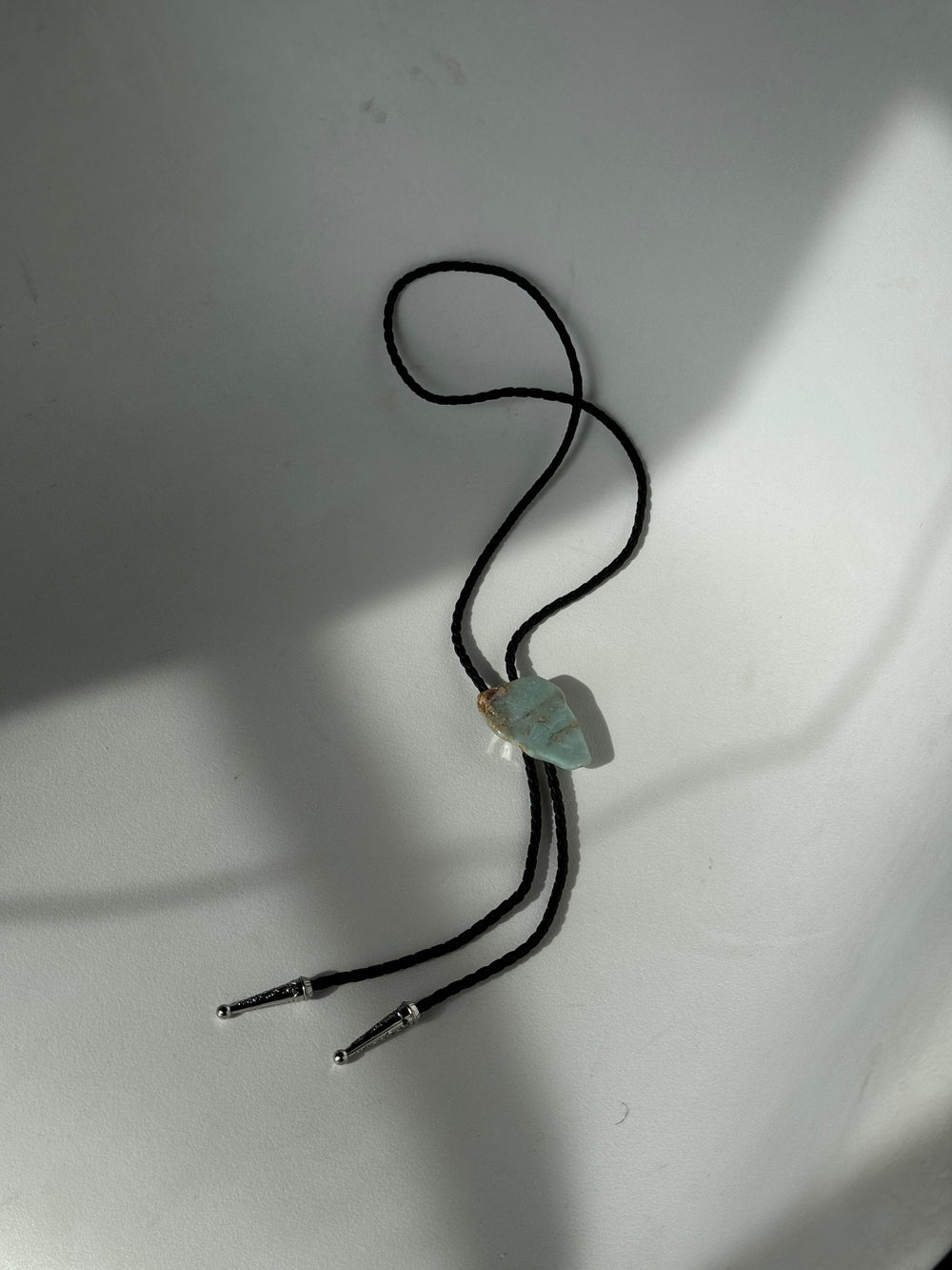 Diane Natural Gemstone Sliver Tips Bolo Tie In Aqua Terra
