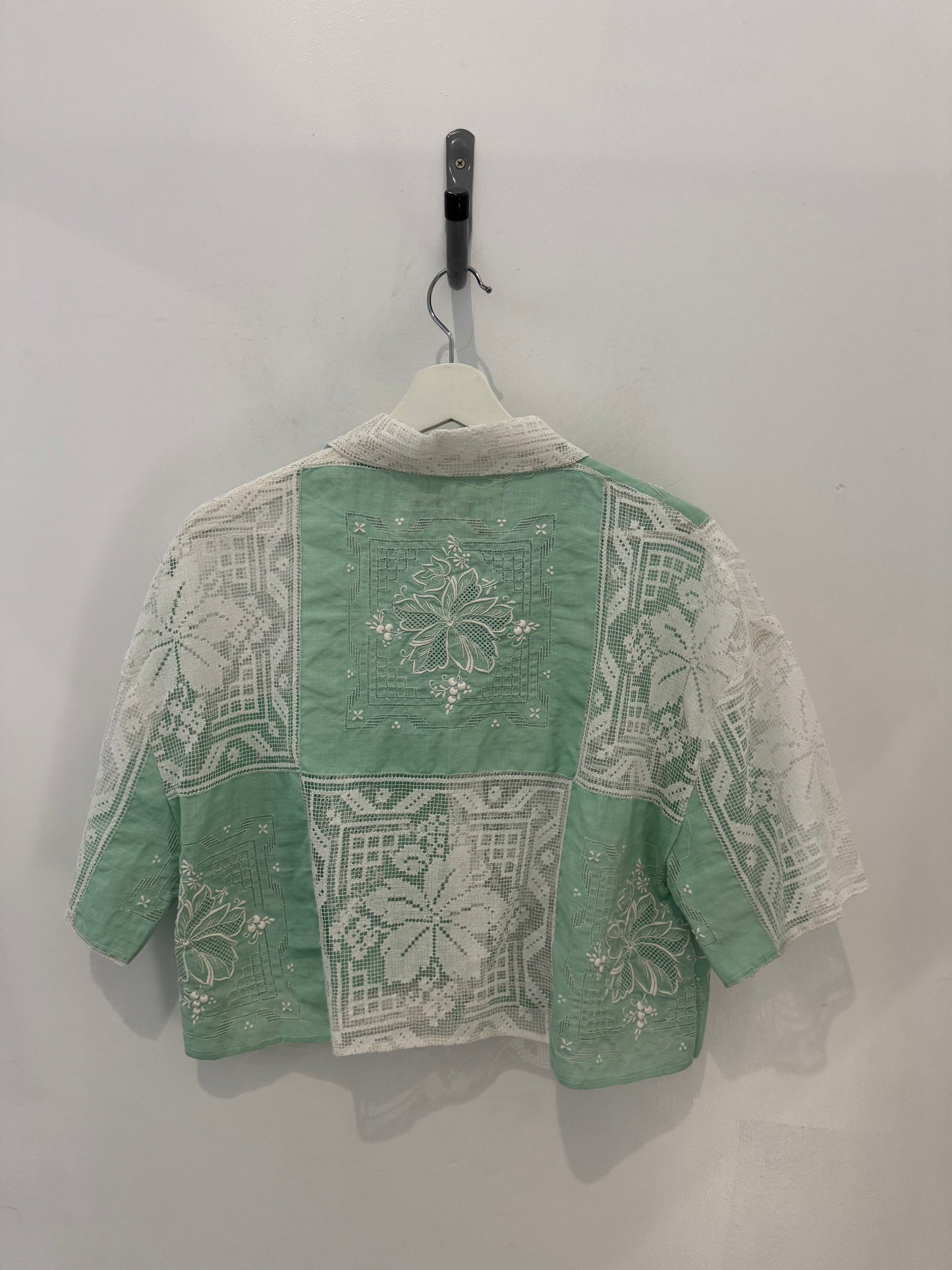 Judy Handcrafted Vintage Crop Top In Sage