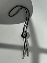 Handmade Agate Bolo Tie In Black Water