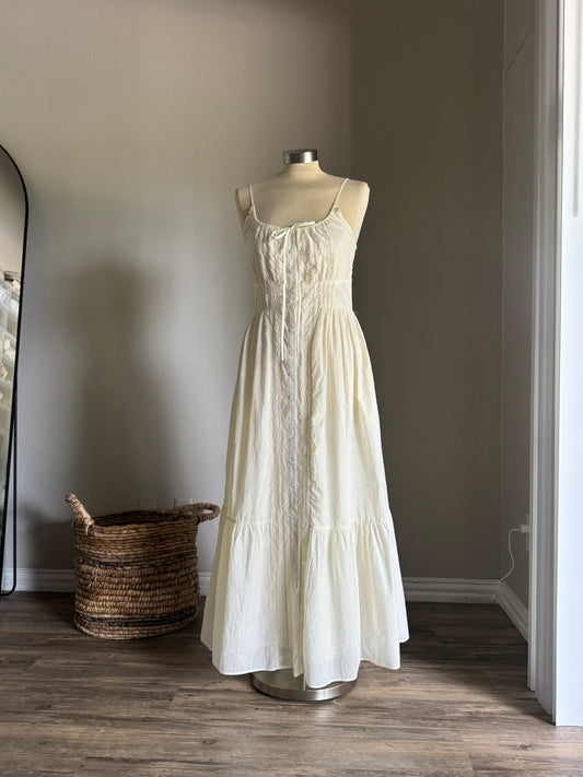 Patricia Cotton Button Front Maxi Dress In Butter