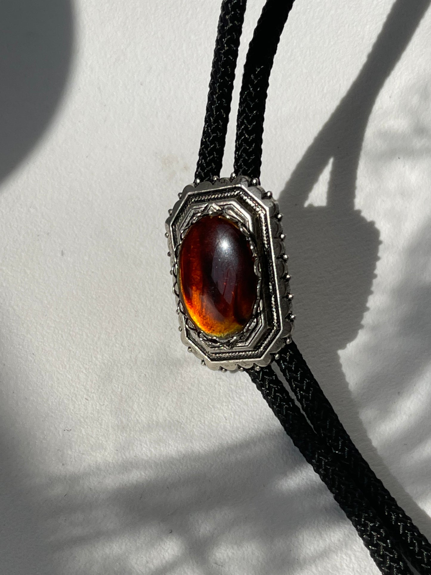 Southern Amber Handmade Black Cord Bolo