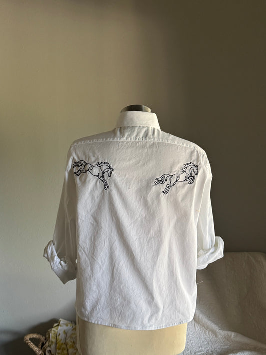 The Lawrence Handcrafted Embroidered Cropped Button Down