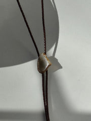 Handmade Agate Genuine Leather Bolo Tie In Desert Latte