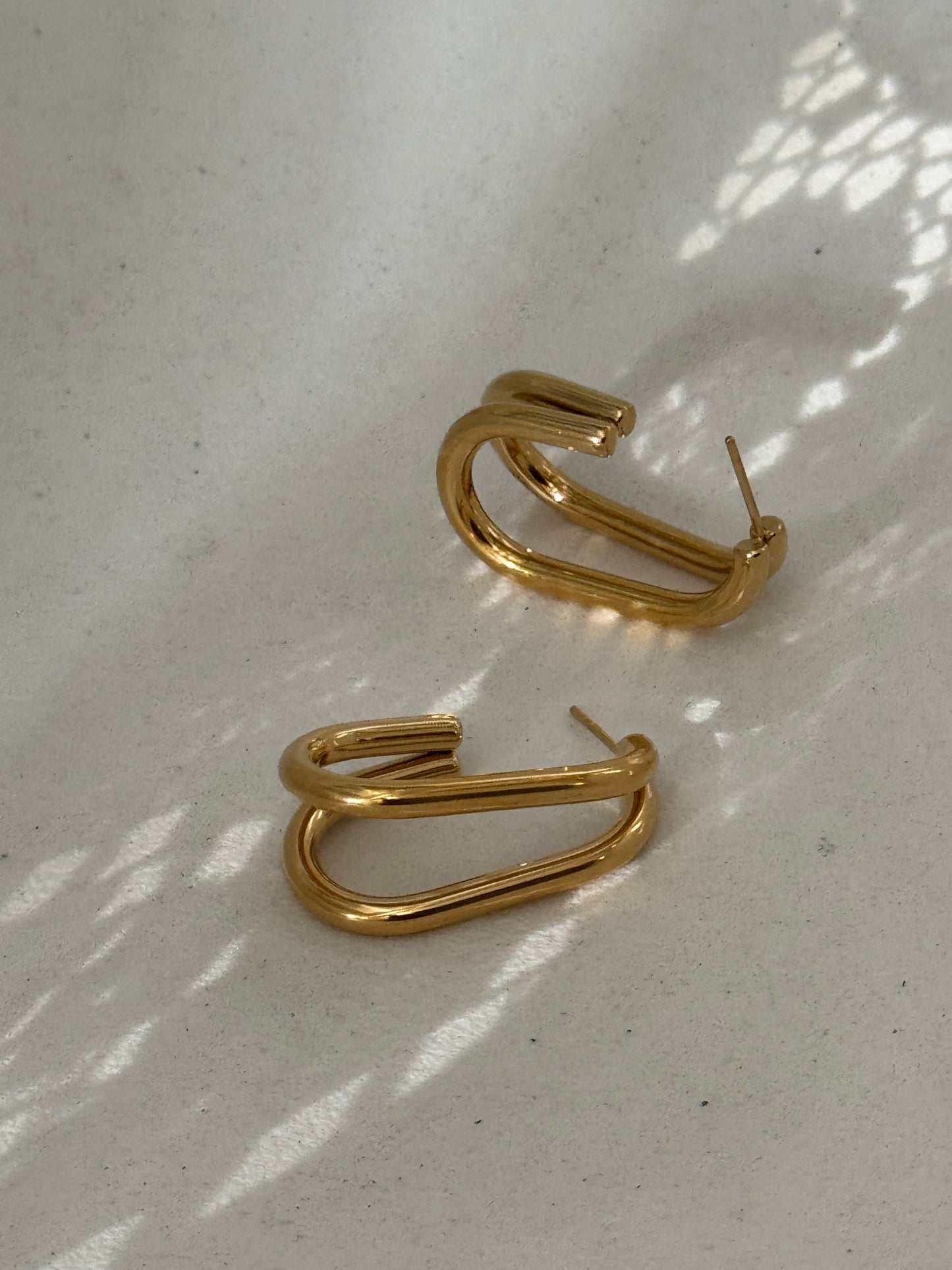 Sylvia 18k Stainless Steel Waterproof Classic Double Hoop Earring In Gold