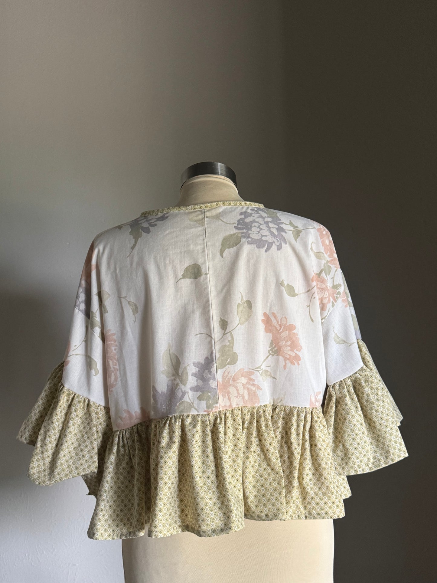Joycie Vintage Handcrafted Floral Ruffle Top
