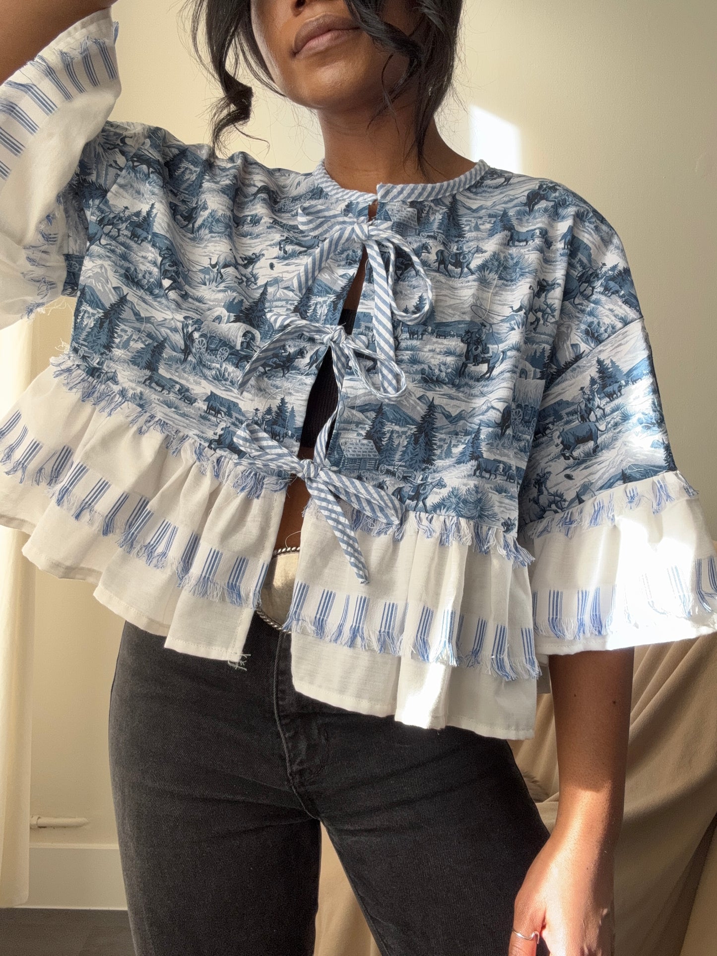 Myrtle Cotton Handmade Ruffle Top In Old South