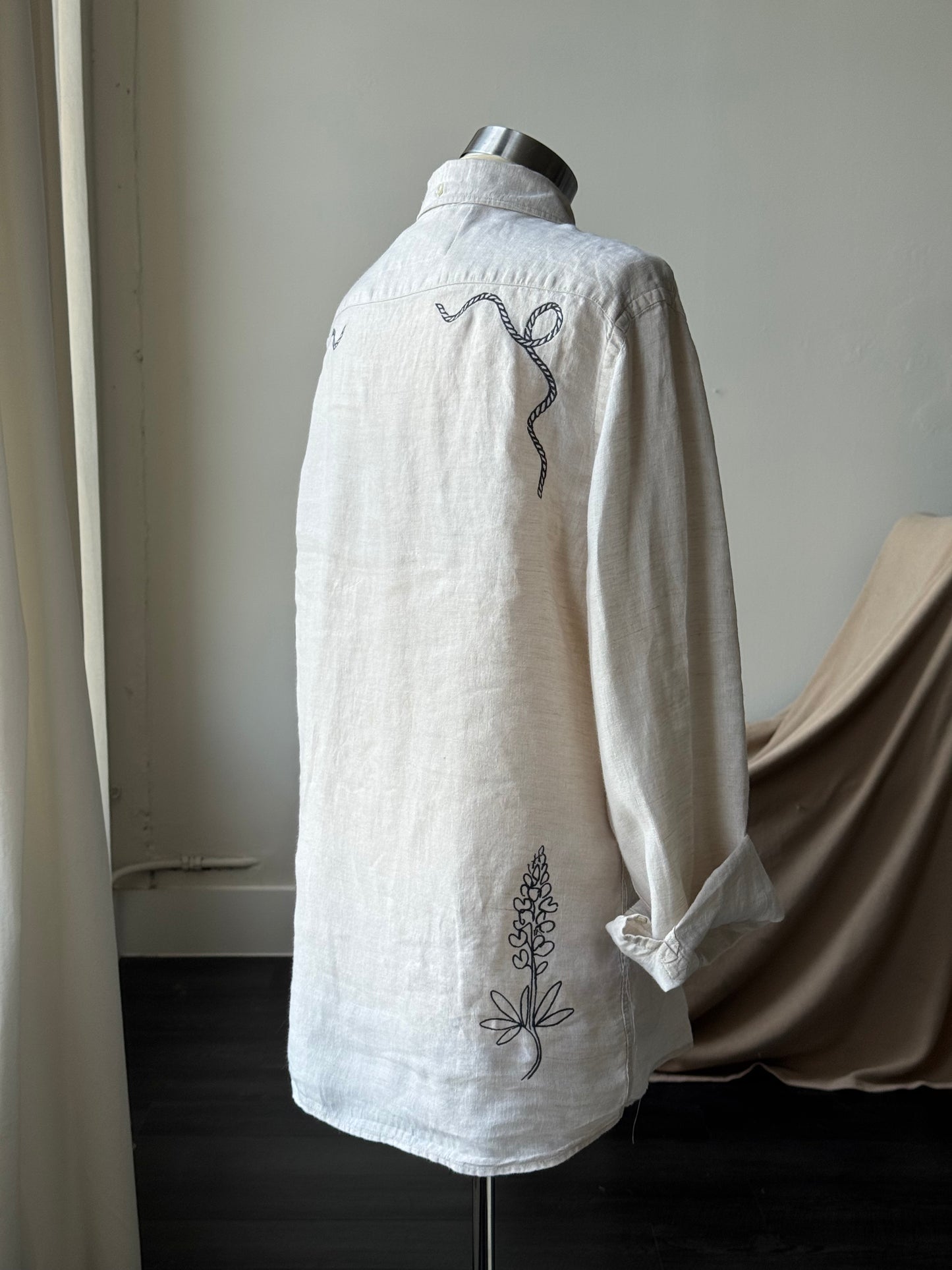 Jaxson Handcrafted Embroidered Button Down In Natural