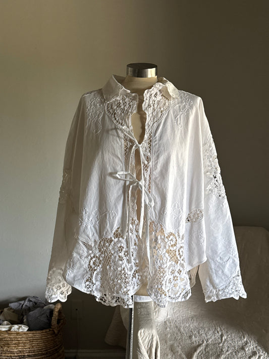 Ladell Handcrafted Vintage Tie Front Shacket