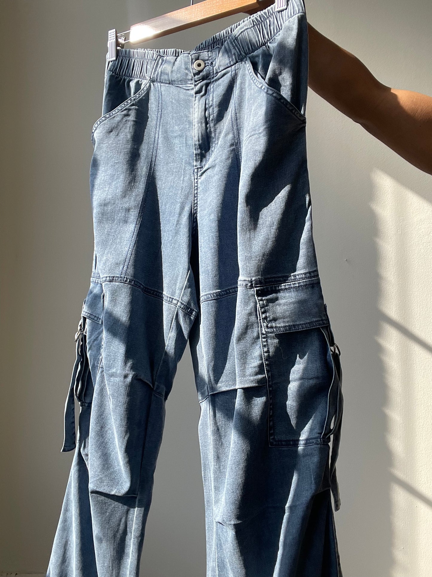 Makenna Ultra Soft Cargo Pants In Denim