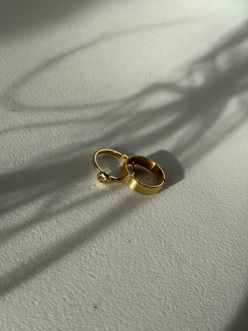 Sagan 14k Gold Dipped Double Band Crystal Charm Ring Set In Gold Champagne