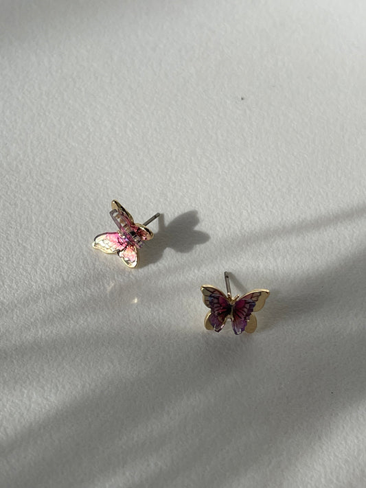 Bianca ￼3D Butterfly Stud Earring In Violet ￼