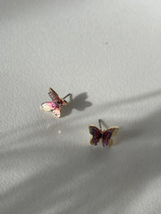 Bianca 3D Butterfly Stud Earring In Violet ￼