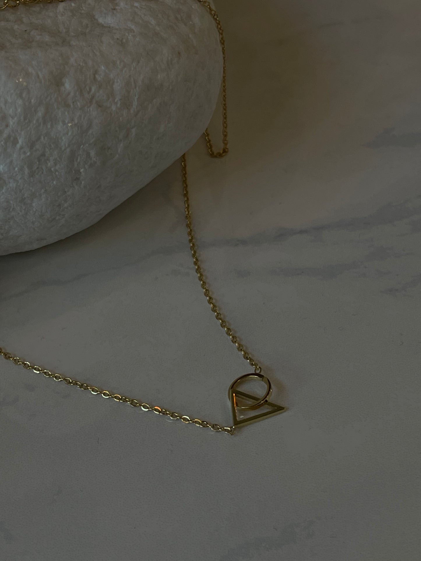 Troy Stainless Steel Infinity Triangle & Circle Link Mini Necklace In Gold